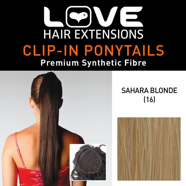 Love Hair Extensions Silky Sue Drawstring Synthetic Hair Ponytail Colour 16 Sahara Blonde 20 -inch