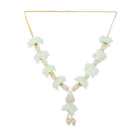 Artificial Mala Rose Flower Ribbon Garland Haar for Idol-Mala with Bead for God Statue Accessories Pooja Sringar Article Ornament for Indian Traditional Festival Home Decor(Size:-13")(Light Yellow)