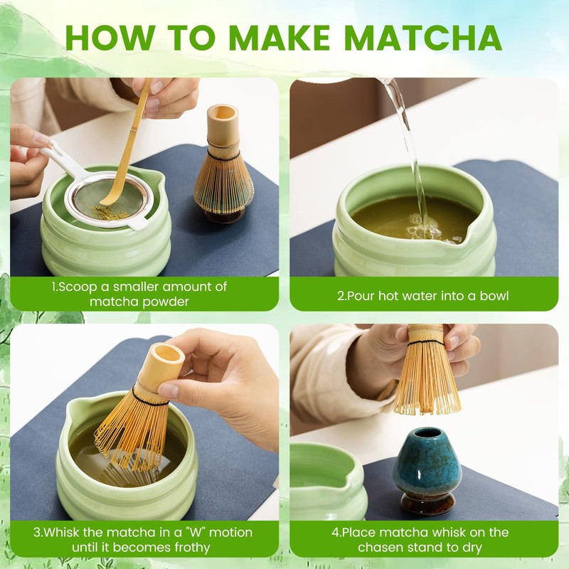 Matcha Set, Japanese Ceremony, Natural Bamboo Matcha Whisk, Bamboo Spoon,