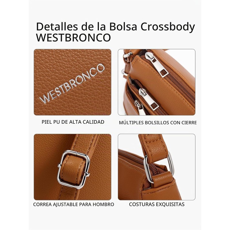 WESTBRONCO - Bolsos cruzados para mujer, tamaño mediano, bolso con