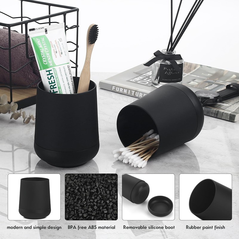 Matte Black Toothbrush Holders for bathrooms with Silicon Boot, Modern