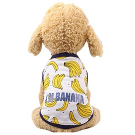 RIOSTUDIO Dog Clothes, For Spring/Summer, Mesh, Fruit Pattern Sleeveless, Banana Pattern, L