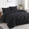 Andency Black Pinch Pleat Comforter Full(79x90Inch), 3 Pieces(1 Pintuck Comforter