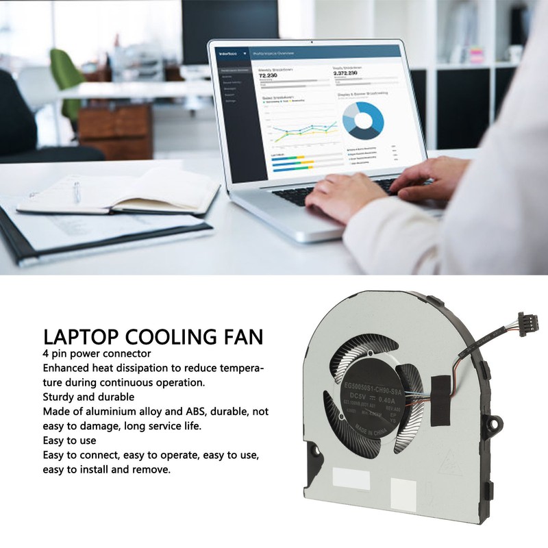 Laptop CPU Cooling Fan 4 Pin Replacement Cooling Fan for