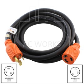 AC WORKS NEMA L6-30 Rubber SOOW 10/3 Extension Cord (10FT)