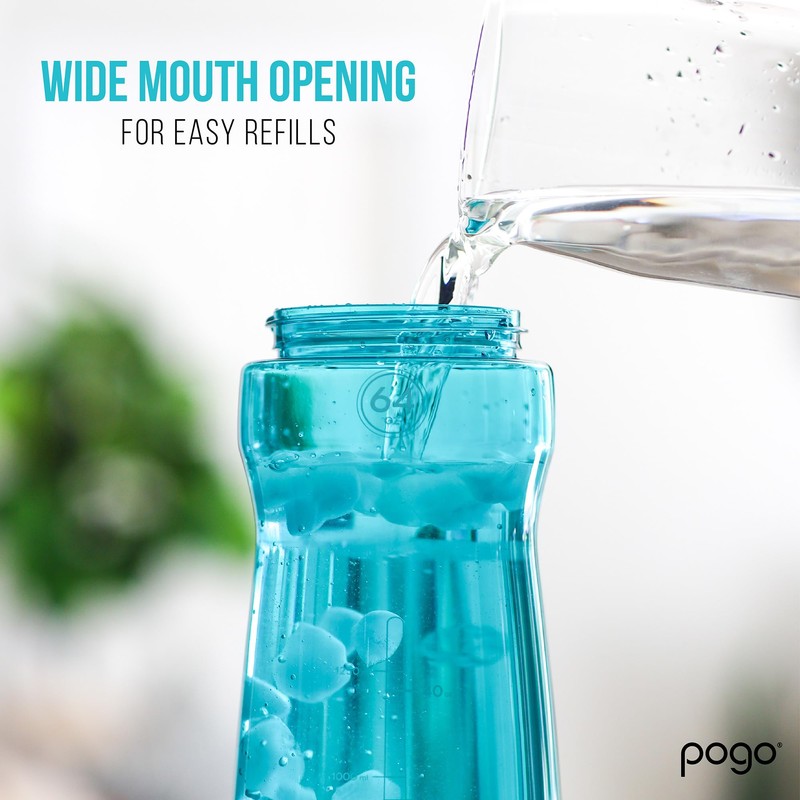 Pogo 64oz Plastic Water Bottle with Leak-Proof Chug Lid and
