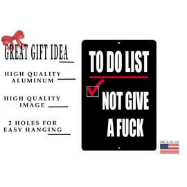 Rogue River Tactical Funny Sarcastic Metal Tin Sign Wall Decor Man Cave Bar (to Do List)