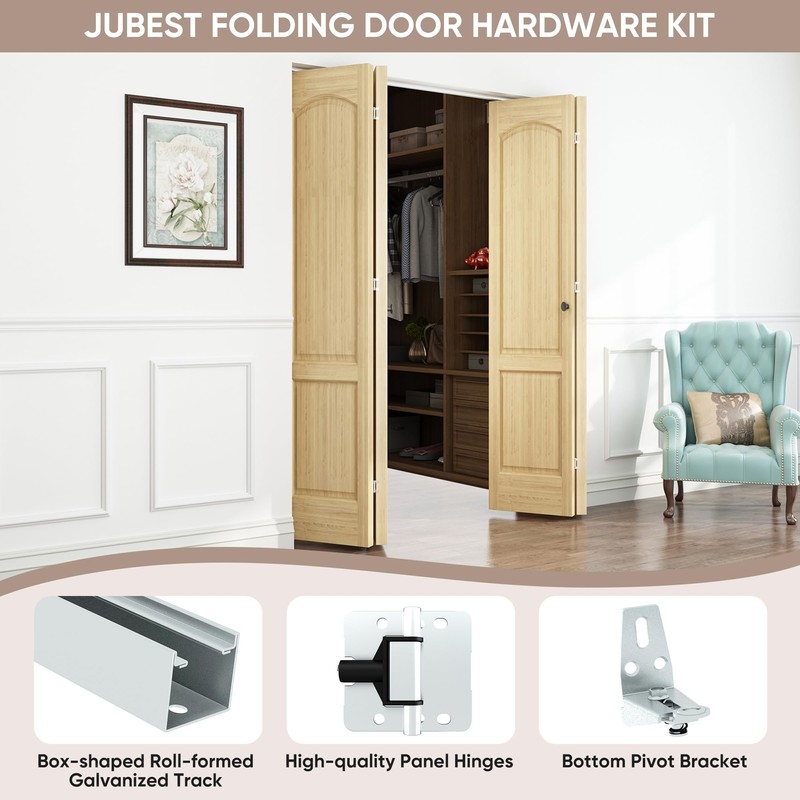 JUBEST 72" Bifold Door Hardware, Top Mounted Bi fold Door