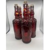 Pier 1 Cranberry Ruby Red Recycled Art Glass Embossed Bottle