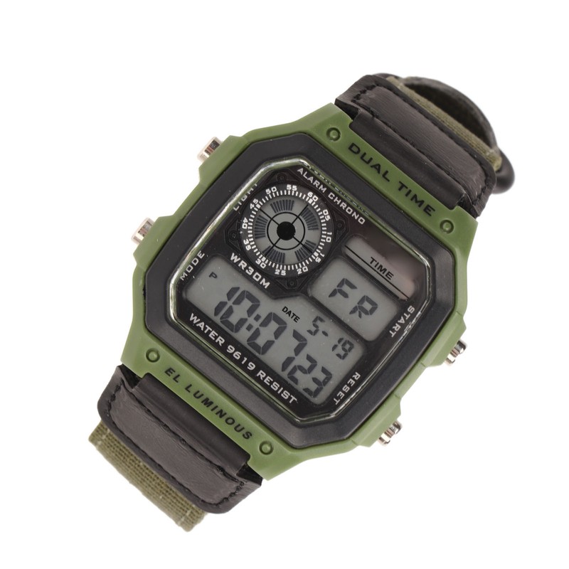 Digital Sport Watch Canvas Strap Luminous Waterproof Retro Sport Watch