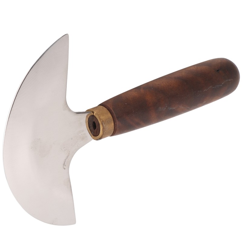 Leather Round Head Knife Walnut Wooden Handle Large Double Sided