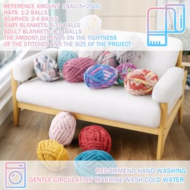 Duscdesp 2 Pack Chunky Yarn for Hand Knitting,240g Super Chunky Yarn for Crochet,Thick Wool Yarn,Chenille Chunky Blanket Yarn for Hats Scarf Blankets Cushion Cat Bed (Coffee)