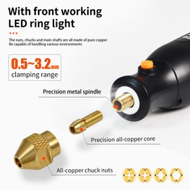 BAIQI Electric Totary Cordless Tool Kit, Type-C Rechargeable 2000mAH, 6 Adjustment Speeds(5000-22000RPM), 59Pcs Accessories For DIY Crafting,SandingCarving,Sanding,Cutting (Black-59 pcs Accessories)