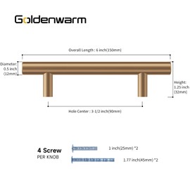 goldenwarm 25 Pack Champagne Bronze Cabinet Pulls Gold Cabinet Handles 3-1/2 inch(90mm) Champagne Drawer Pulls Brushed Bronze Cabinet Pulls Kitchen Bathroom Bedroom Furniture Handles
