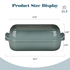 EDGING CASTING Enameled Cast Iron Loaf Pan with Lid, Bread pan, Dutch Oven Bread pan for Homemade Sourdough Bread Baking, 12.5x5.5 inch, 5qt, Slateblue
