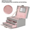 Three Layer Jewelry Storage Box PU Leather Necklace Rings Earrings