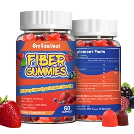 SmildeHeal Fiber Gummies, Dietary Fiber, for Women and Men, Gut Health Support, Non-GMOs, Non-Gluten, Vegan, Mixed Berry and Strawberry Flavor, 120 Count Gummies