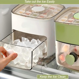 Ice Cube Tray with Lid and Bin Ice Cube Trays for Freezer Ice Tray Ice Mold Ice Maker BPA-Free Stackable Storage Container with 2 Trays Ice Storage Bin Tongs Easy Release Molds
