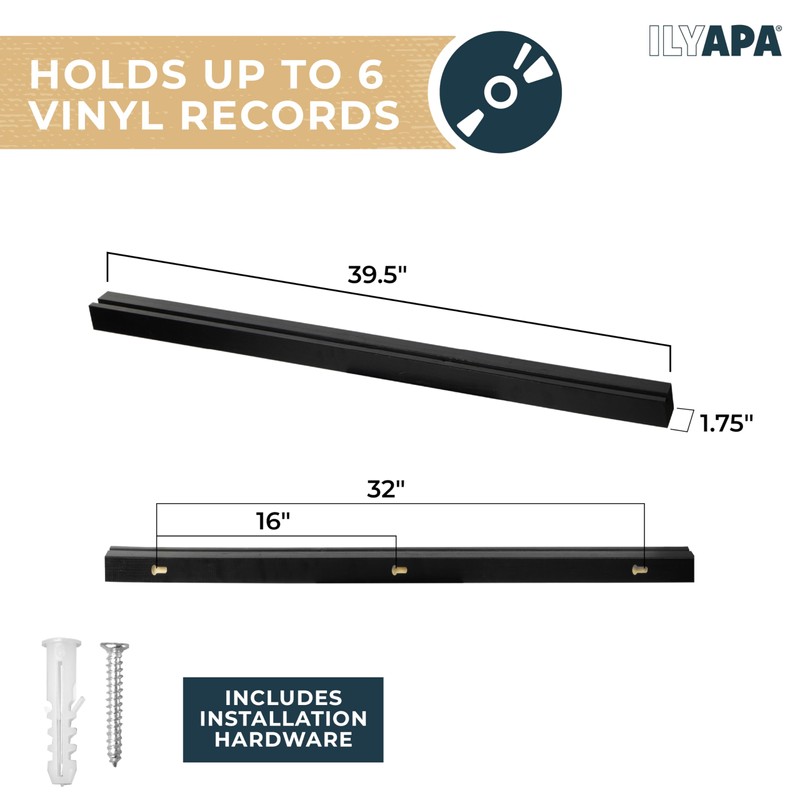 Ilyapa Vinyl Record Holder Wall Mount Vinyl Record Shelf -
