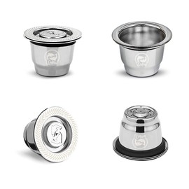 i Cafilas Reusable Nepresso Capsule, Refillable Stainless Steel Nepresso Capsules Compatible with Nepresso Original Line Machine (1 Pod,1 Tamper)