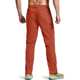 CQR Men's Lightweight Vent Hiking Pants, Water-Resistant & Breathable Sports Outdoor Athletic Pants with Elastic Waist, Ascend Crux Burnt Orange, 34W x 34L