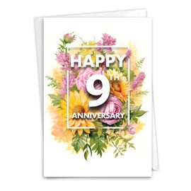 NobleWorks 9th Anniversary Milestone Greeting Card with 5 x 7 Inch Envelope (1 Card) Flowers For Milestones - 9 C10561MAG