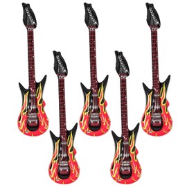 5 Stück Luftgitarren zum Aufblasen, Aufblasbare Gitarre, Mit Flammenmuster 90cm Luftgitarre Für Mottopartys Und Karneval, Perfekt Für Spaßige Feiern Und Teamaktivitäten