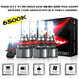 CHUSYYRAY For 2011-17 RAM 1500 2500 3500 6x LED Combo Headlight Kit Hi/Lo Beam+Fog Bulbs