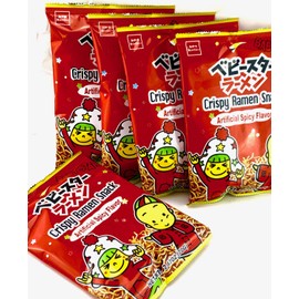 Baby Star Crispy Ramen Snack Pack of 5 (Spicy Flavor 2.47oz)