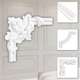 HEXIM Stucco Decoration Made of HDPS/PU White - Stucco Frame Wall Decoration Picture Frame - HCR Wall Strips (2 Pieces HCR502-2) Stucco Ceiling Picture Frame Cashier Baroque