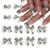 Bow Nail Charms 16Pcs 3D Silver Alloy Nail Charms for