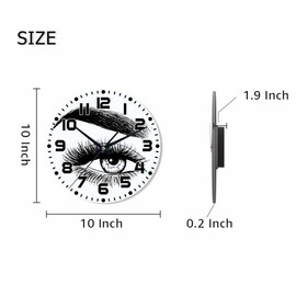 NOMEDOGYIM Beautiful Woman Eye Wall Clock 10 inch Round Silent Non Ticking Wood Wall Clocks Battery Operated Easy to Read Decorative Wall Clock for Bedroom Kitchen Living Room Bathroom