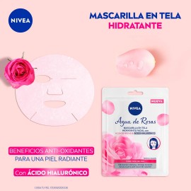 🔥 Nivea mascarilla facial con agua de rosas y ácido hialurónico 1 pieza todo tipo de piel  Vitaminas y Minerales