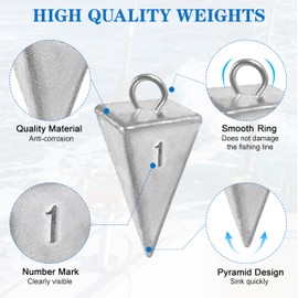 Fishing Weights Sinkers Pyramid Sinkers Saltwater Surf Fishing Weight Gear Tackle Kit 1oz 2oz 3oz 4oz 5oz 6oz 8oz