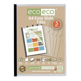 eco-eco A4 50% Recycled Pack 20 Strong Clear Easy Slide Bar Report Cover Files