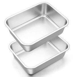 Onader 9 x 11 Inch Lasagna Pan Deep Stainless Steel Baking Pan Set of 2 Rectangular