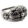 sakuto Men's Ring, Stainless Steel, Floral Cross, Cross Ring, Silver