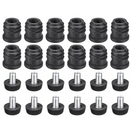 sourcing map 12Pcs Inserts for Round Tubes with Leveling Feet, for 16mm/0.63" OD Round Tube, M6-1.0mm Thread Black Plastic Furniture Chair Blanking End Caps Insert Plugs