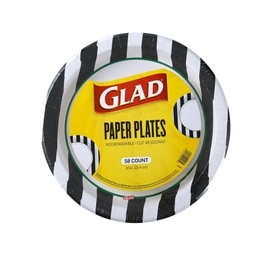 Glad Everyday Round Disposable Paper Plates with Referee Football Design | Cut-Resistant, Microwavable Paper Plates for All Foods & Daily Use | 10 Inches, 58 Count