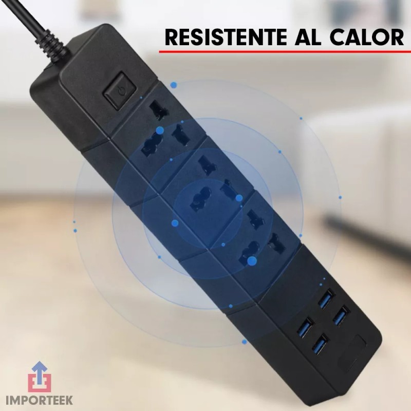 Importeek Multicontacto Cargador Barra Usb Supresor Picos Escritorio