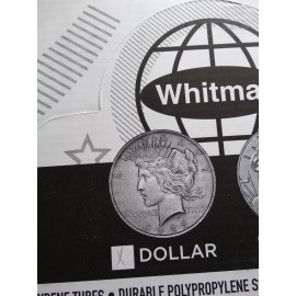 Whitman 3 Whitman Large Dollar Round Clear Plastic Coin Storage Tubes w/ Screw On Caps