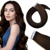 LieblichWelle Tape in Hair Extensions Human Hair Darkest Brown 20