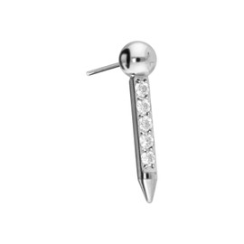 PIERCINGLINE Titanium Attachment with Push Pin Nail and Crystal without Labret Stud Piercing Ear Choice of Colours, Titanium