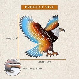 AMAJY Majestic Metal Eagle Cutout Wall Art - Exquisite Collectible Décor - Durable Metal with Gradient Colors - Simple Hanging with 2 Ready-to-Hang Hooks - Ideal for Home, Office, or Cabin