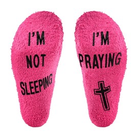Easter Religious Gifts for Women Christian Mom Birthday Presents for Sister Daughter Christian Novelty Sock for Women Faith Gifts for Friends Best Friend Funny Socks I'M Not Sleeping I'M Praying Socks