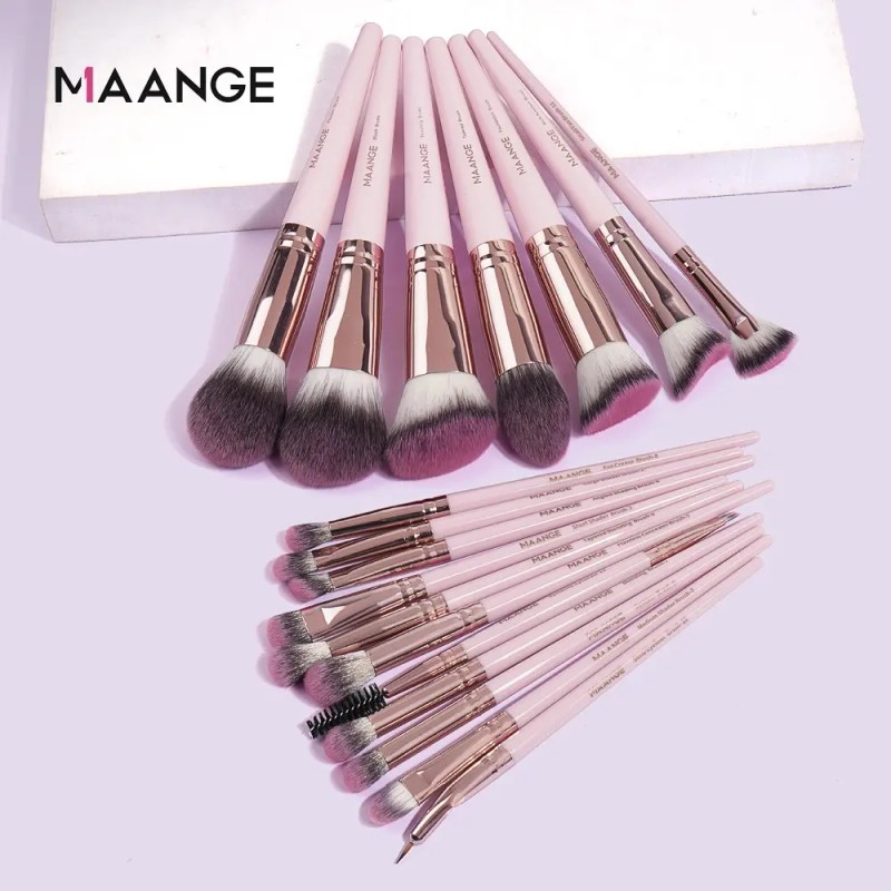 18 Piezas Brochas Set De Brochas Maquillaje Profesional Color Rosa+oro