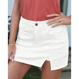 Vetinee Resort Wear for Women 2024 Summer Shorts for Women Mini Skort White Jean Shorts White Skort White Skort Women Brilliant White Medium Fits Size 8 / Size 10