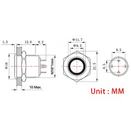 Larcele JSANKG-02 Waterproof Push Button Metal Mini Press Button with Indicator Light JSANKG-02 (Light Red, 16 mm) Reusable Pack of 5