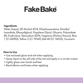 Fake Bake Flawless Self-Tanning Liquid Streak-Free, Long-Lasting Natural Glow For All Skin Tones - Sunless Tanner Includes Professional Mitt For Easy Application, Black Coconut Scent - 6 oz