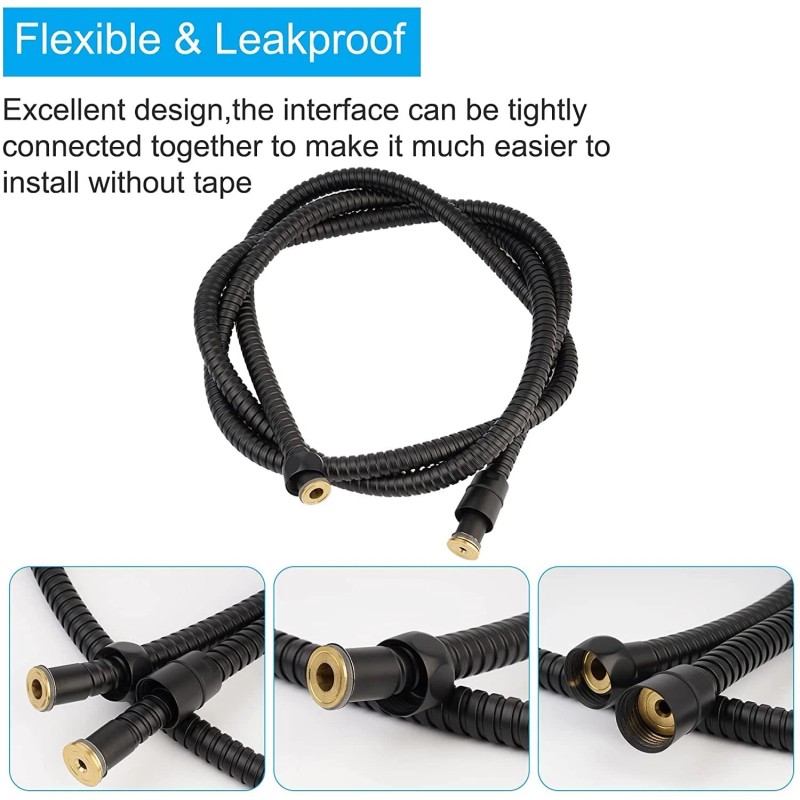 HIbbent 90'' All Metal Shower Hose, Extra Long Stainless Steel